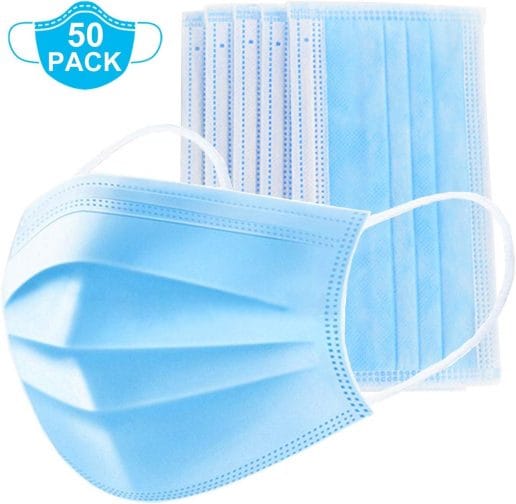 50 יחידות מסכות פנים חד פעמי עם 3 שכבות