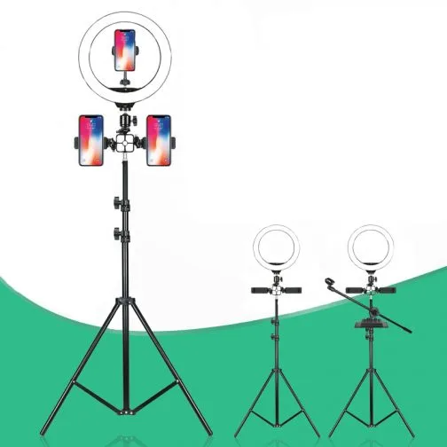 רינג לייט מקצועי + חצובה 2.5 מטר+ 3 מעמדים + מעמד לטלפון+ מעמד לטאבלט