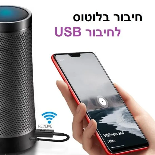 משדר בלוטוס עם חיבור USB ל-2 יציאות AUX